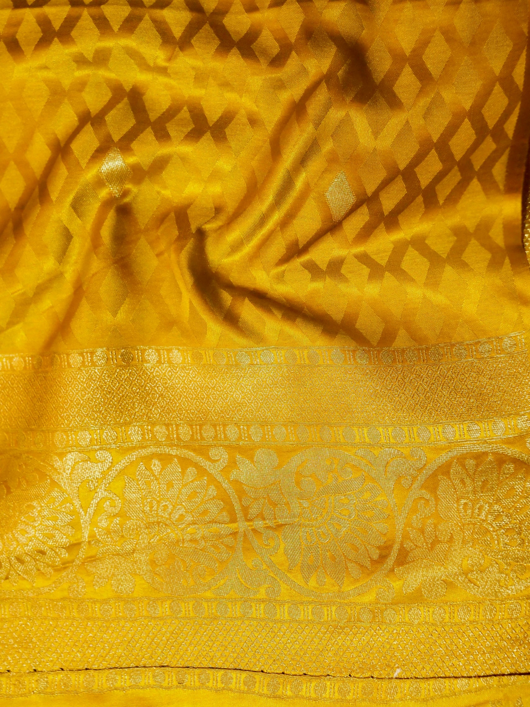 Classic Black Satin Mashru Silk Saree with Gold Zari Border