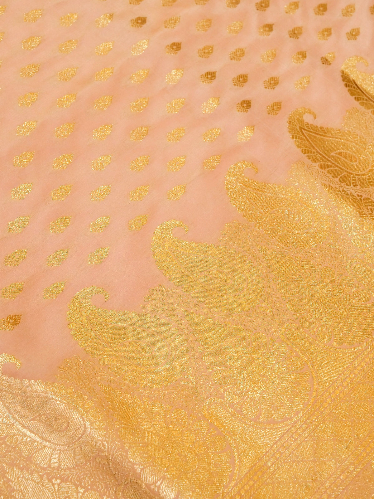 Rich Light Pink Banarasi Silk Saree with Gold Zari Weaving