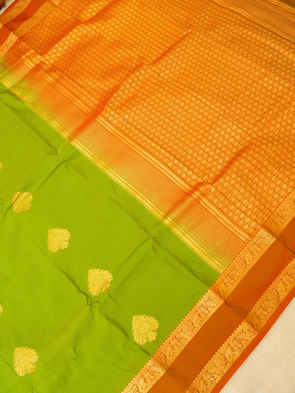 Devi - Light Green Kanjivaram Silk Saree with Korvai Border