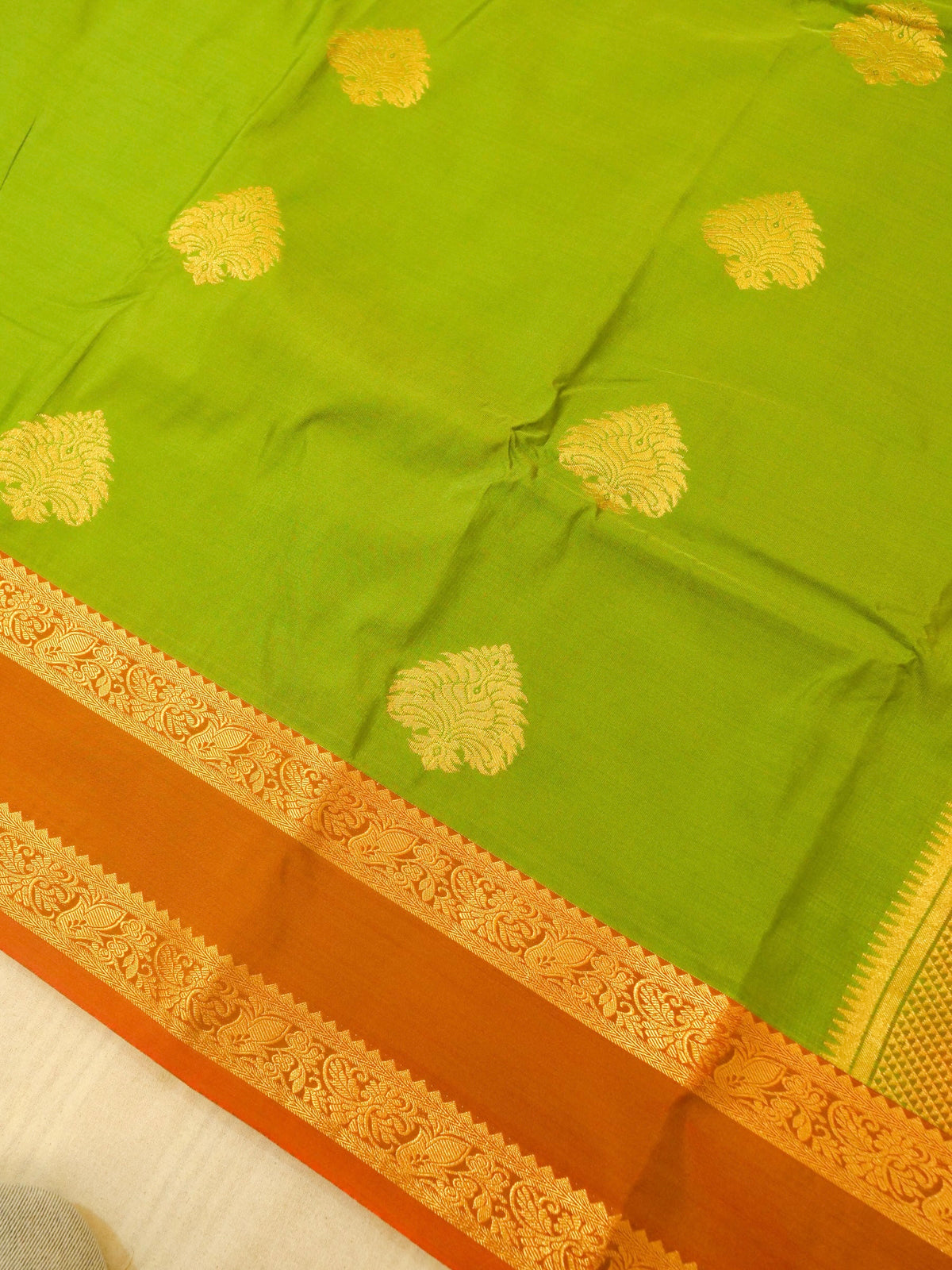 Devi - Light Green Kanjivaram Silk Saree with Korvai Border