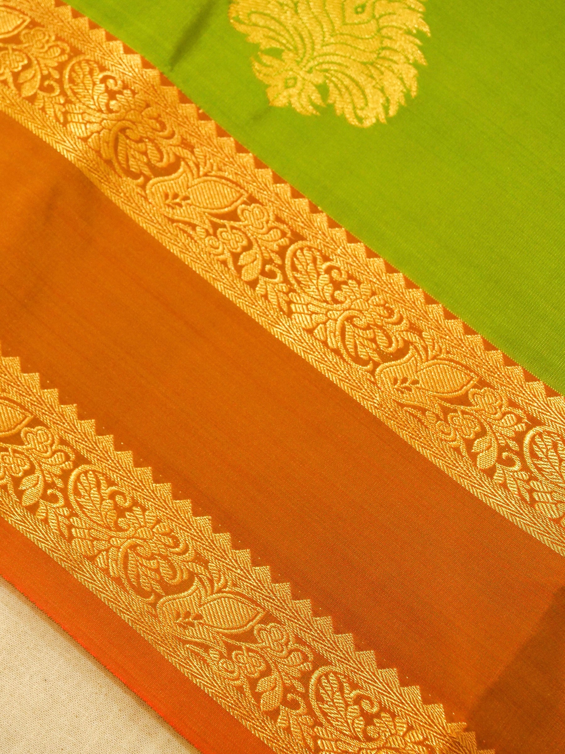 Devi - Light Green Kanjivaram Silk Saree with Korvai Border