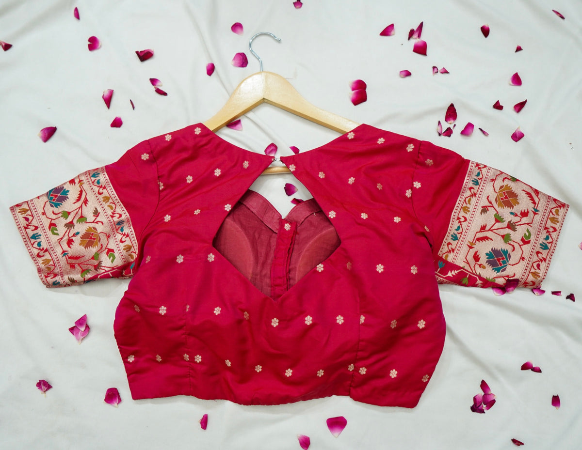 Peshavi - Rani Pink Paithani Silk Saree with Stitched Blouse