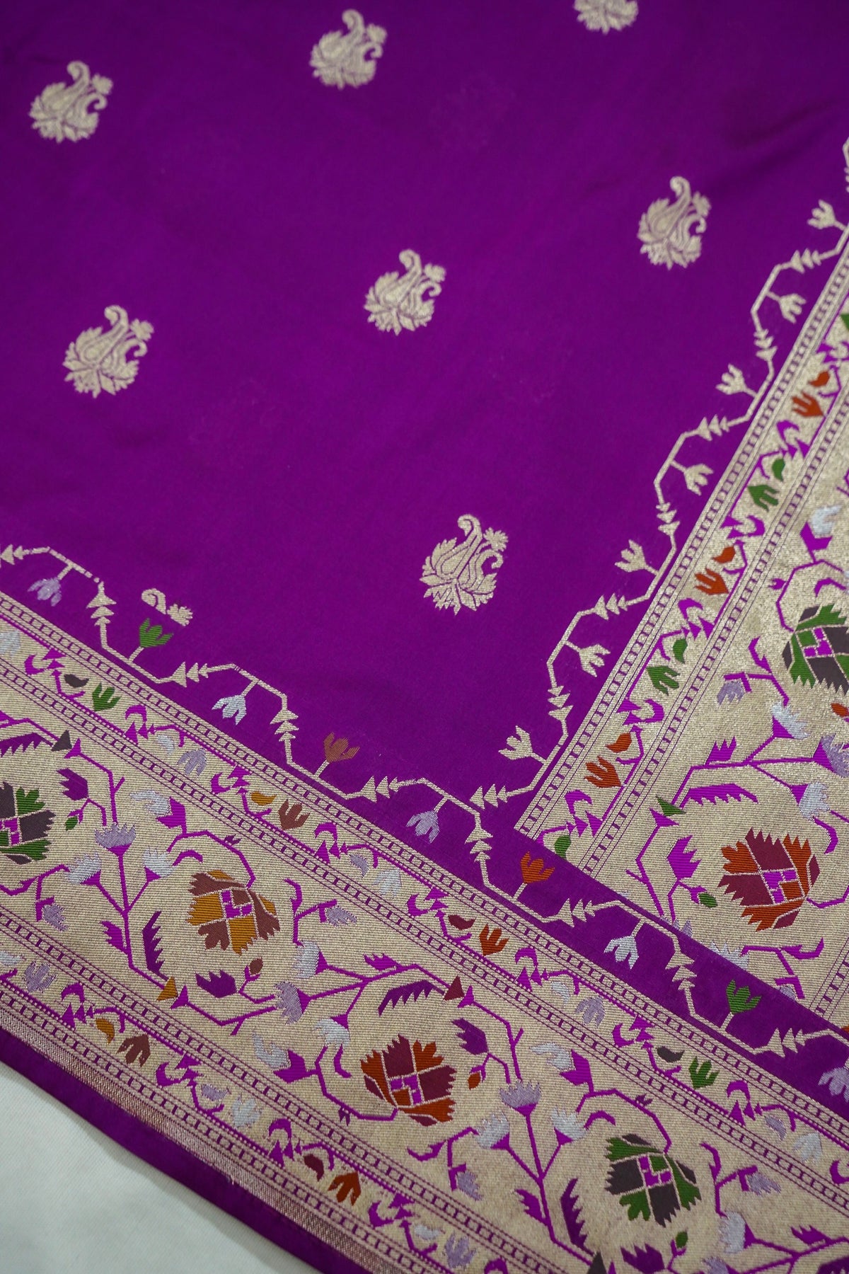 Peshavi - Magenta Purple Paithani Silk Saree with Stitched Blouse