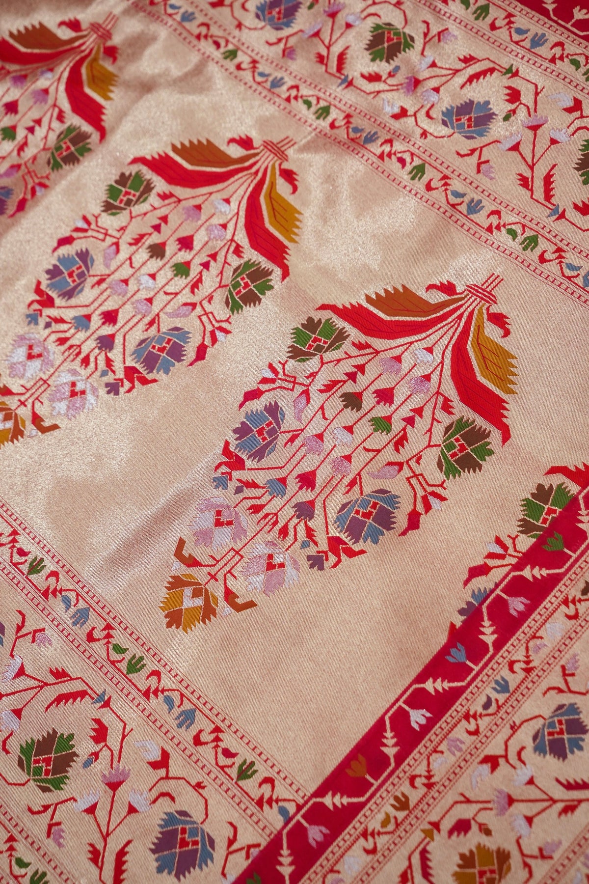 Peshavi - Rani Pink Paithani Silk Saree with Stitched Blouse