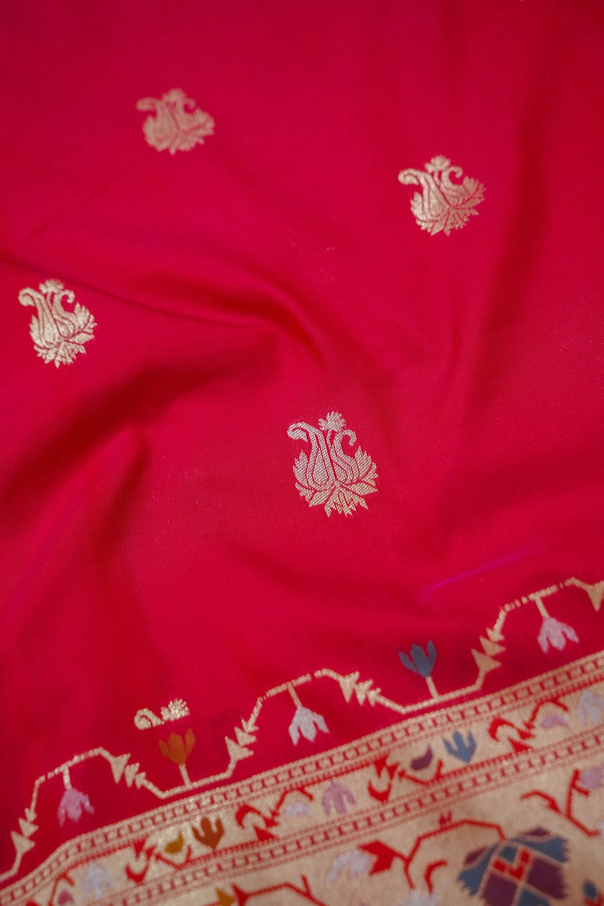 Peshavi - Rani Pink Paithani Silk Saree with Stitched Blouse