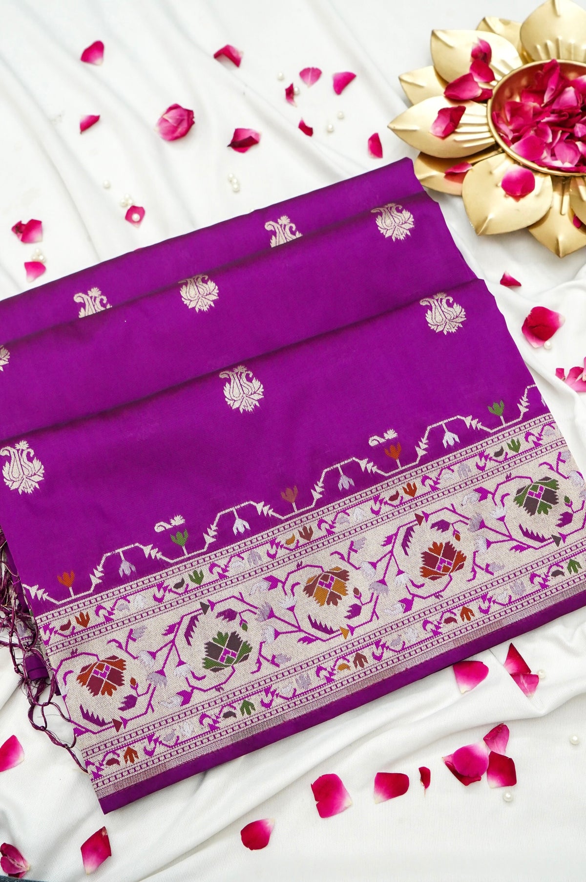 Peshavi - Magenta Purple Paithani Silk Saree with Stitched Blouse