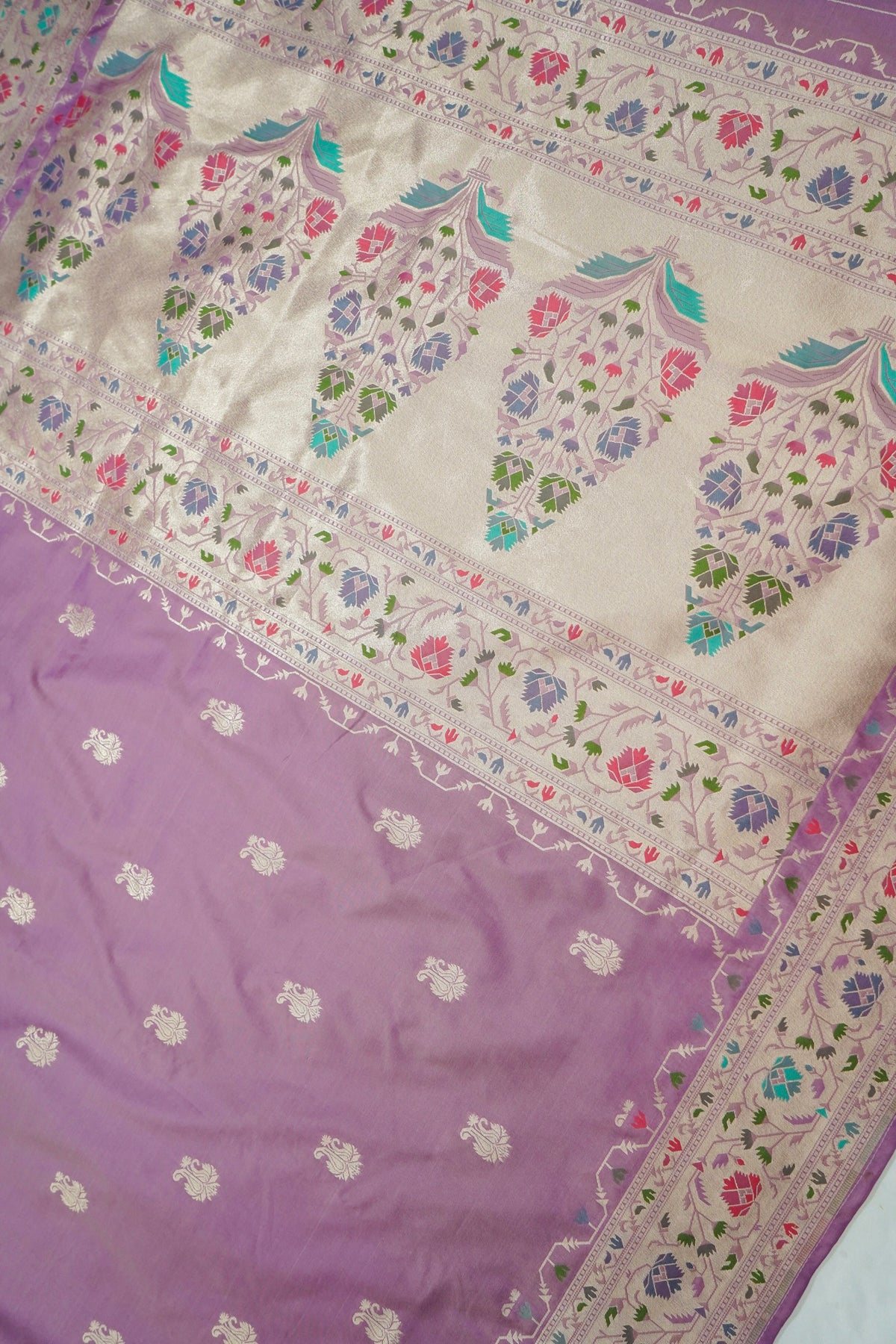 Peshavi - Lilac Paithani Silk Saree with Stitched Blouse