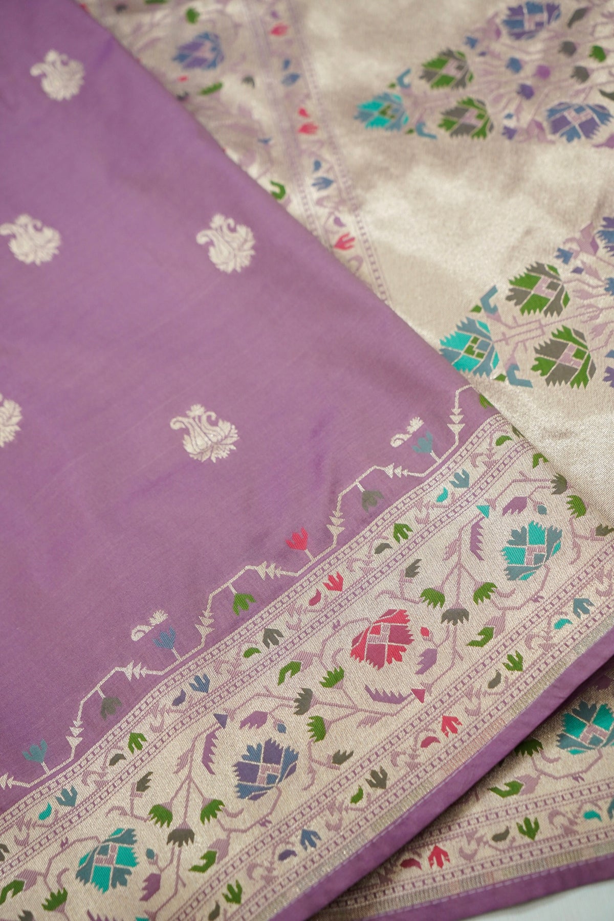 Peshavi - Lilac Paithani Silk Saree with Stitched Blouse