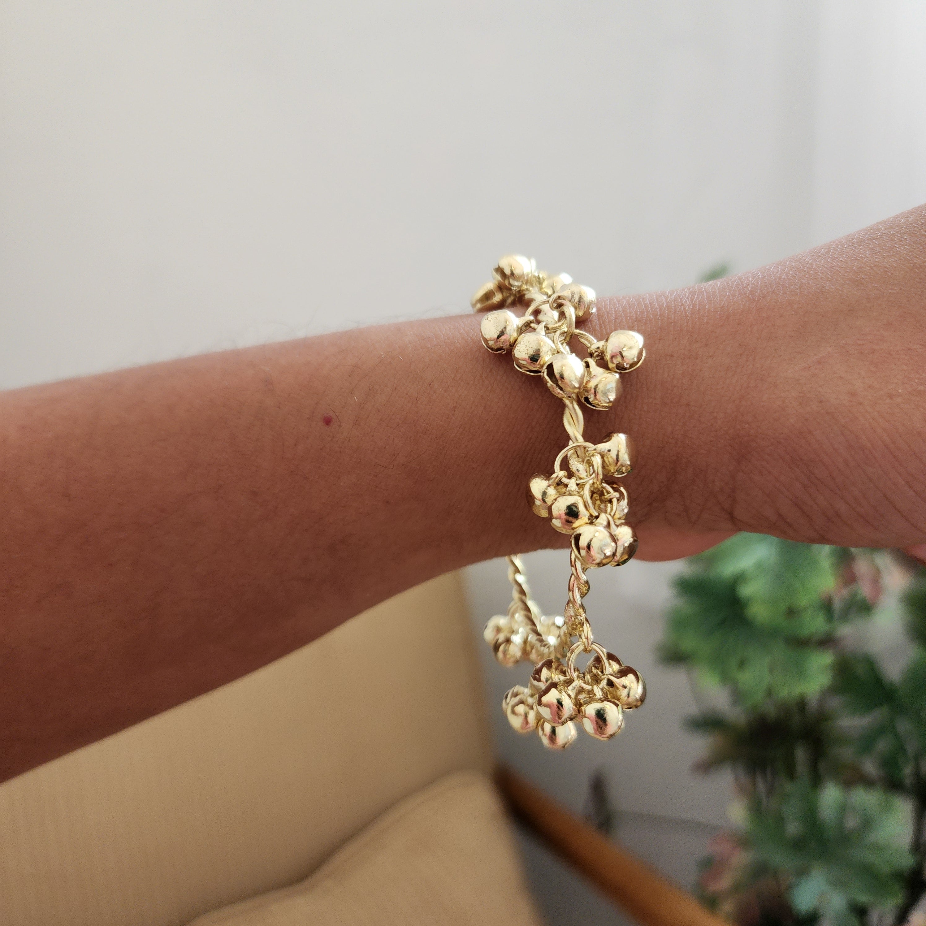 Pair of Golden Ghungroo Charm Bangles
