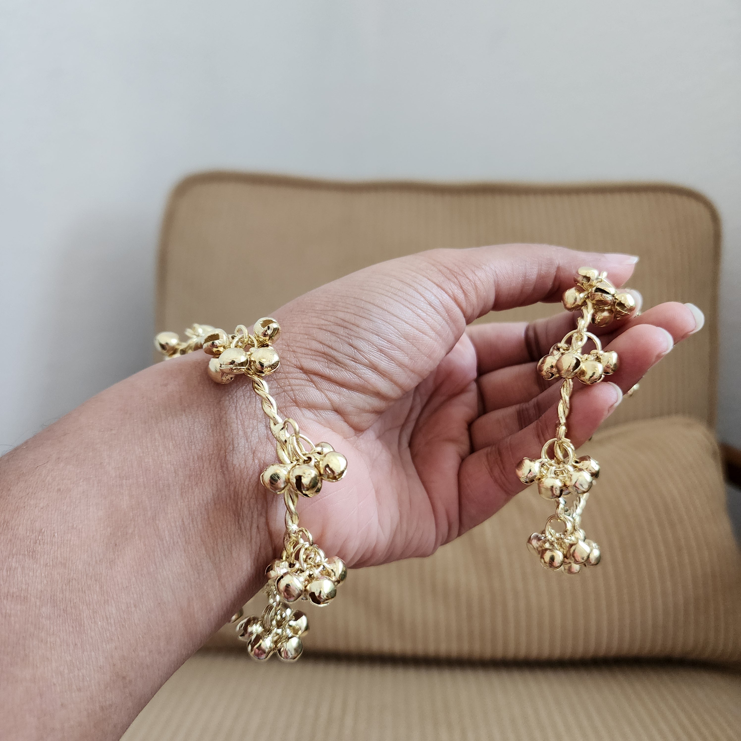 Pair of Golden Ghungroo Charm Bangles