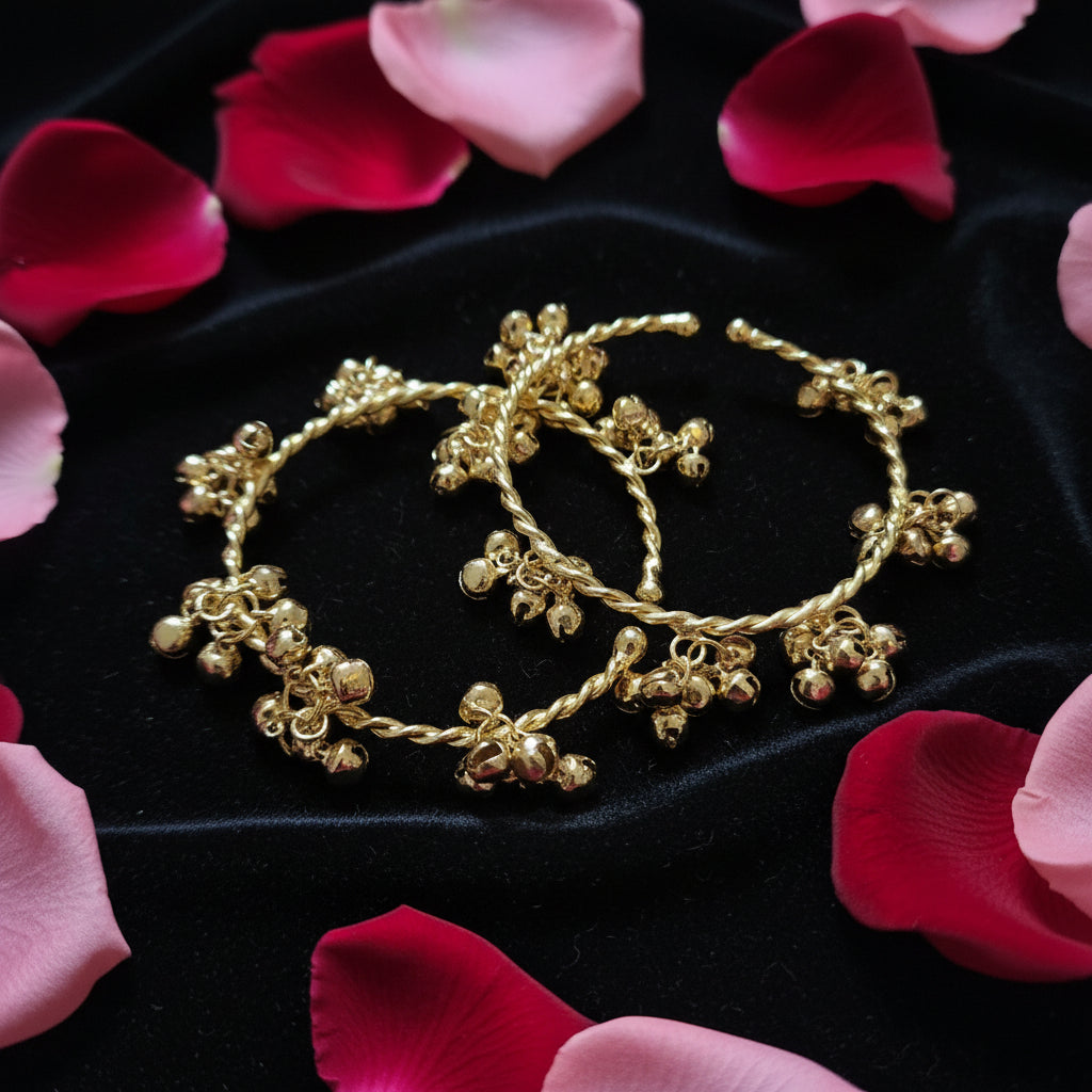 Pair of Golden Ghungroo Charm Bangles