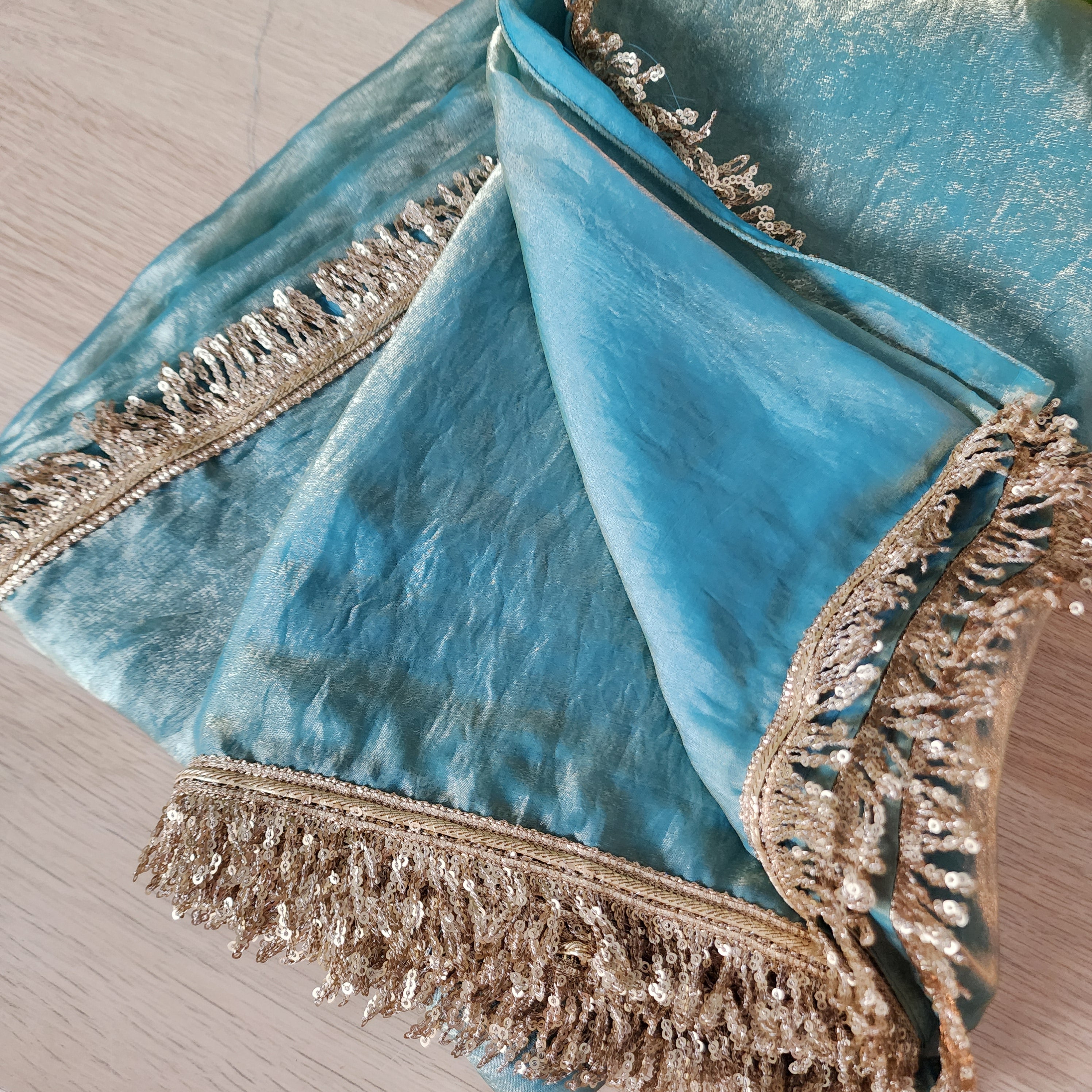 Designer Tissue Silk Saree - Pastel Blue