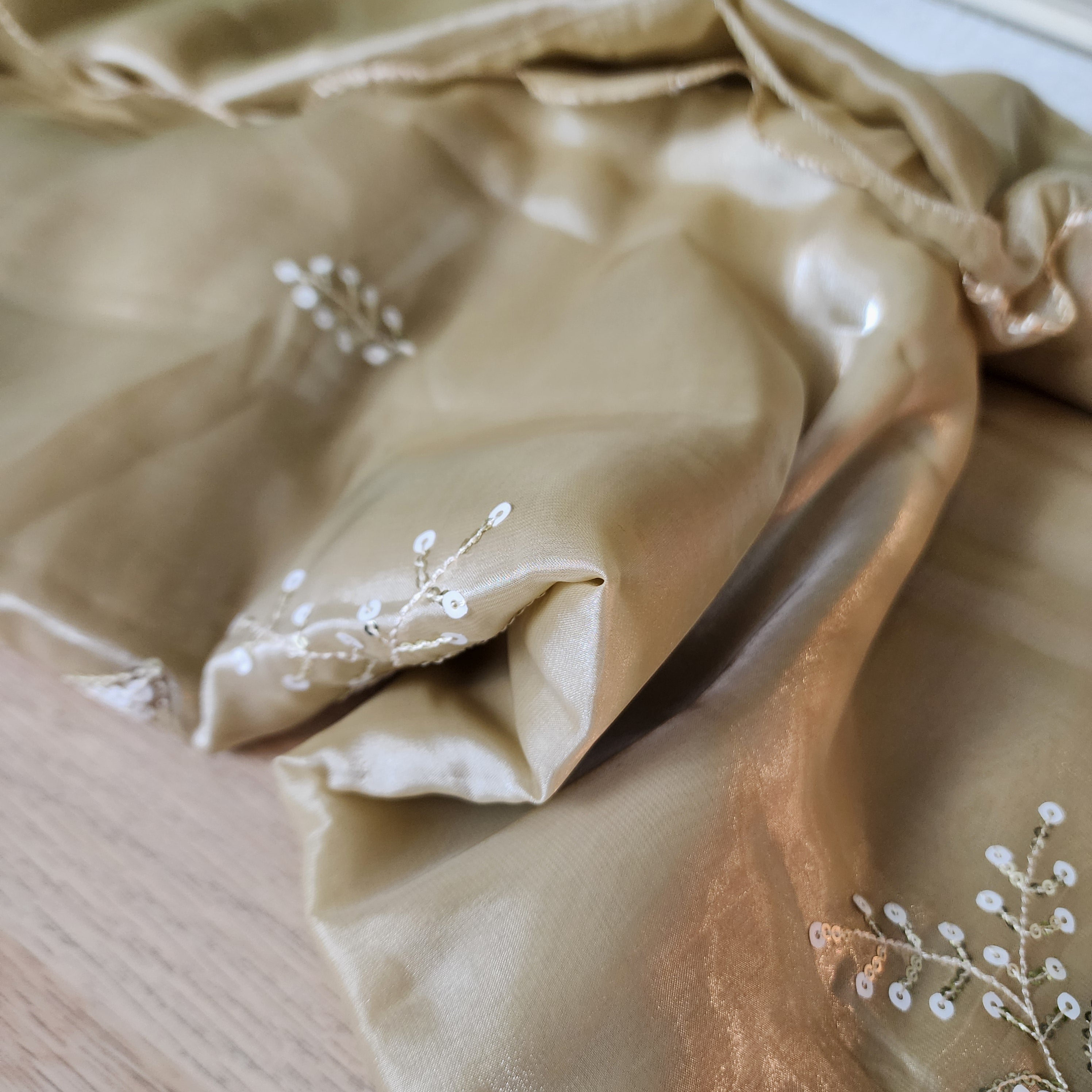 Beige Designer Organza Saree