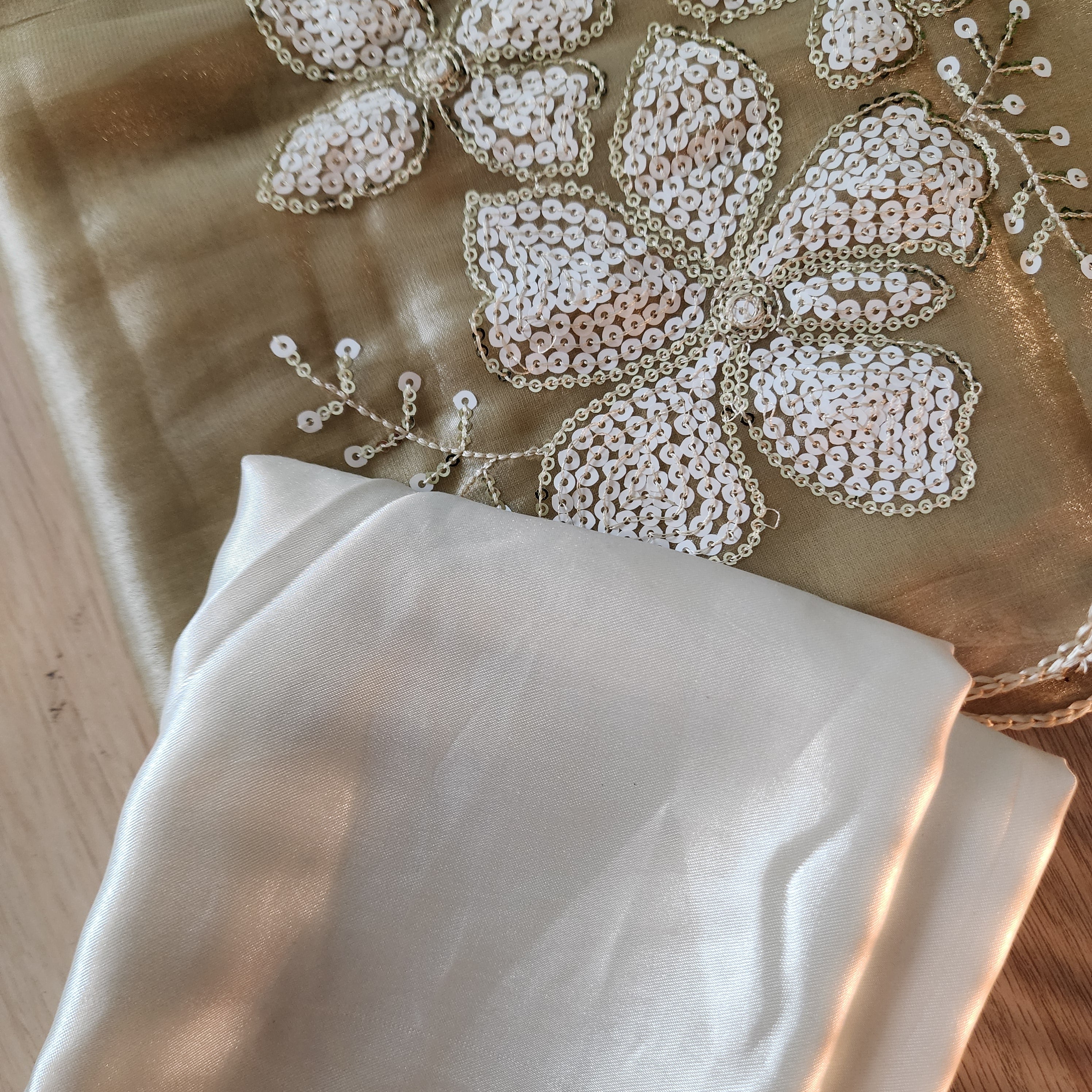 Beige Designer Organza Saree