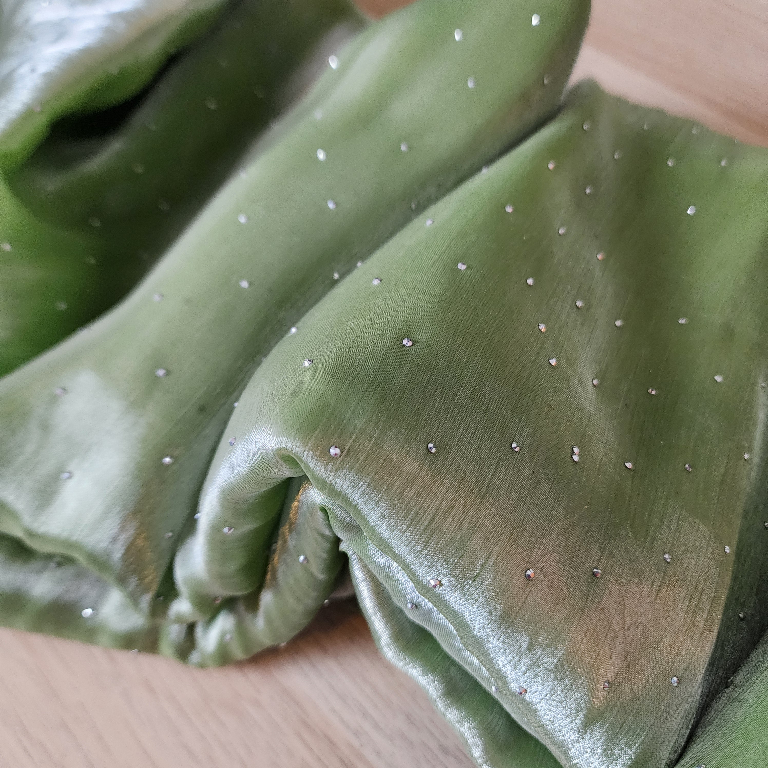 Pista Green Designer Chiffon Silk Saree