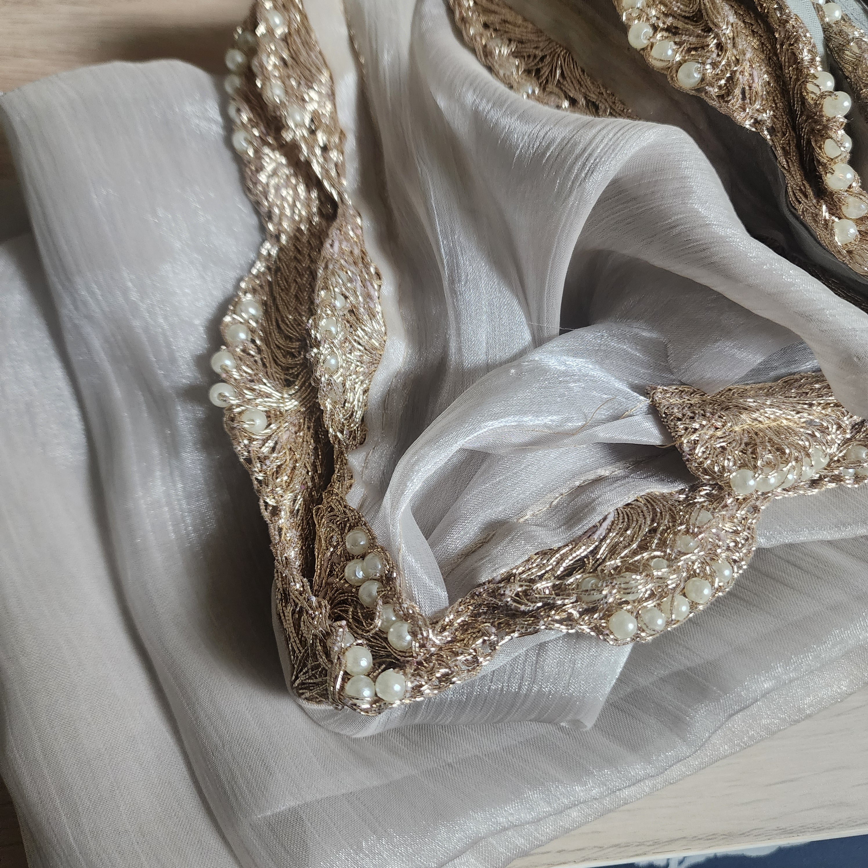 Ivory Designer Organza Saree