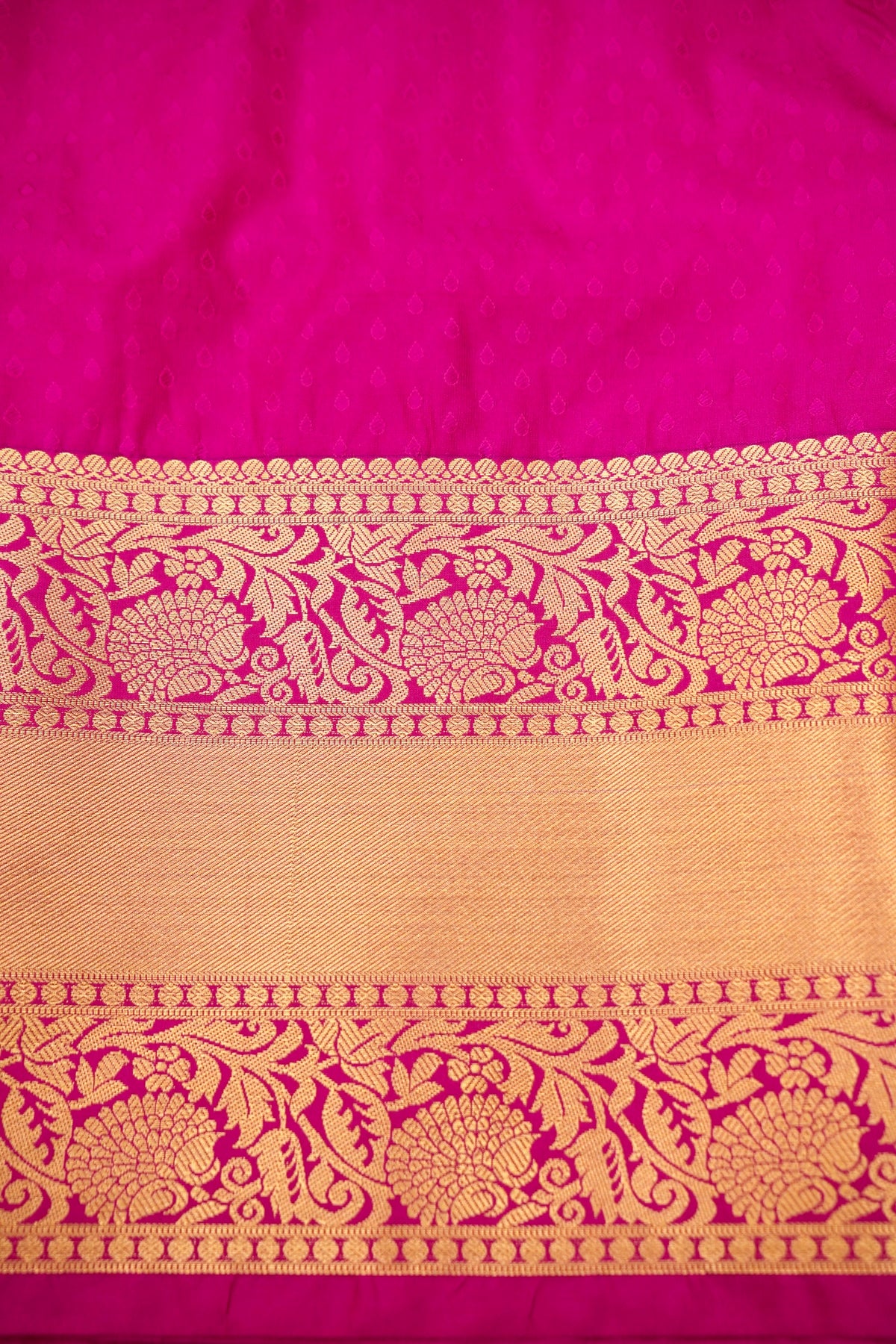 Devyani - Mustard Yellow Kanchi Pattu Silk Saree with Rani Pink Border