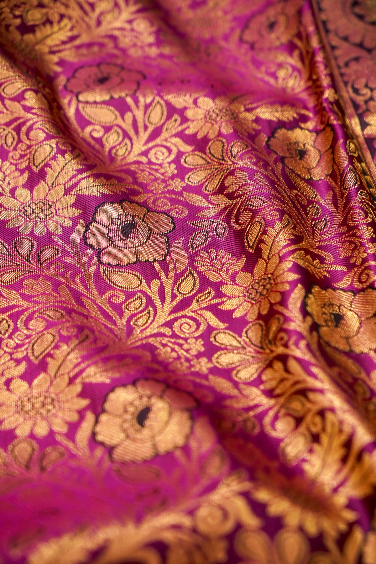 Devyani - Rani Pink Kanchi Pattu Silk Saree with Emerald Green Border