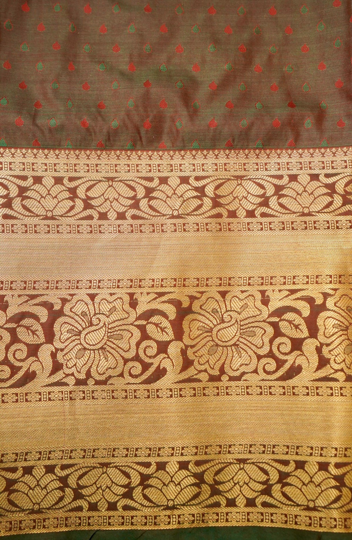 Devyani - Dusty Rose Kanchi Pattu Silk Saree with Antique Gold Border