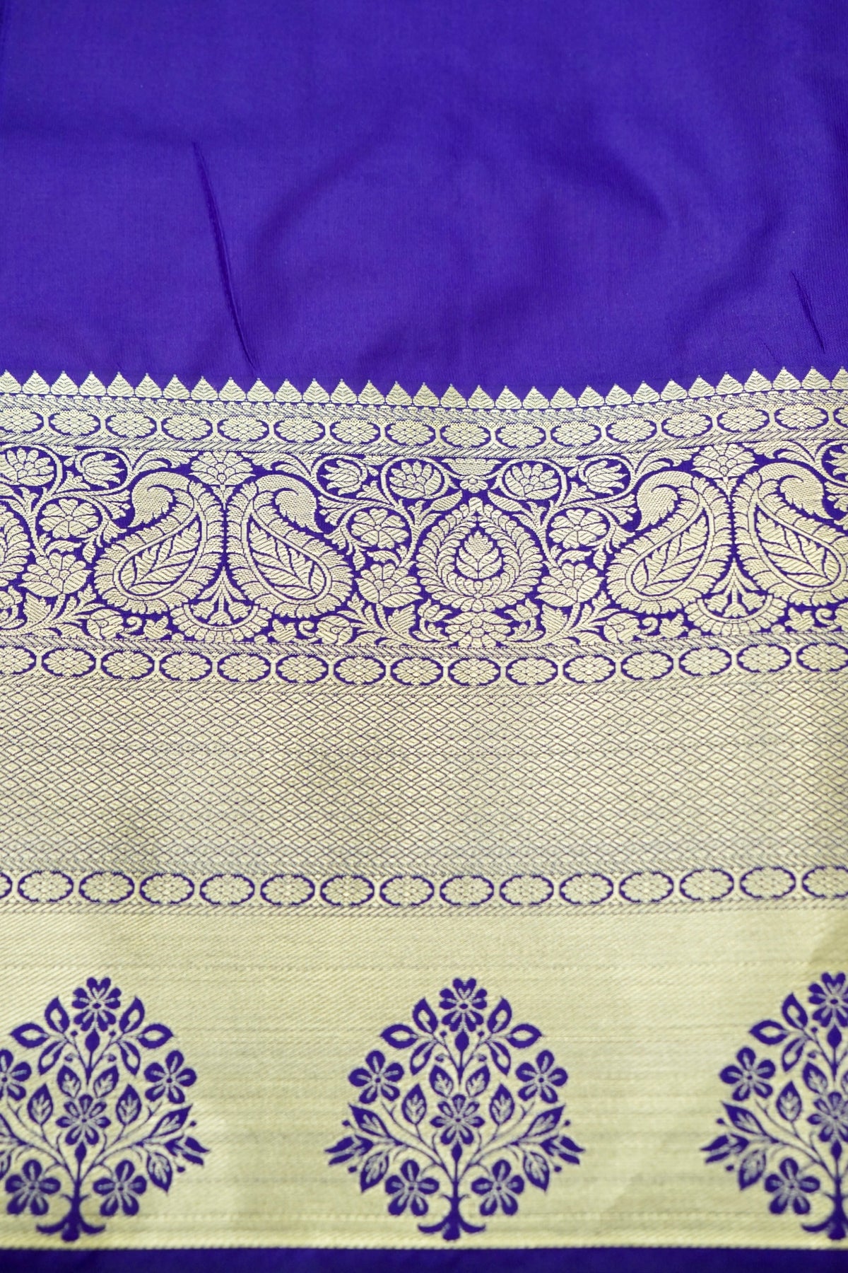 Devyani - Violet Kanchi Pattu Silk Saree with Antique Gold Border