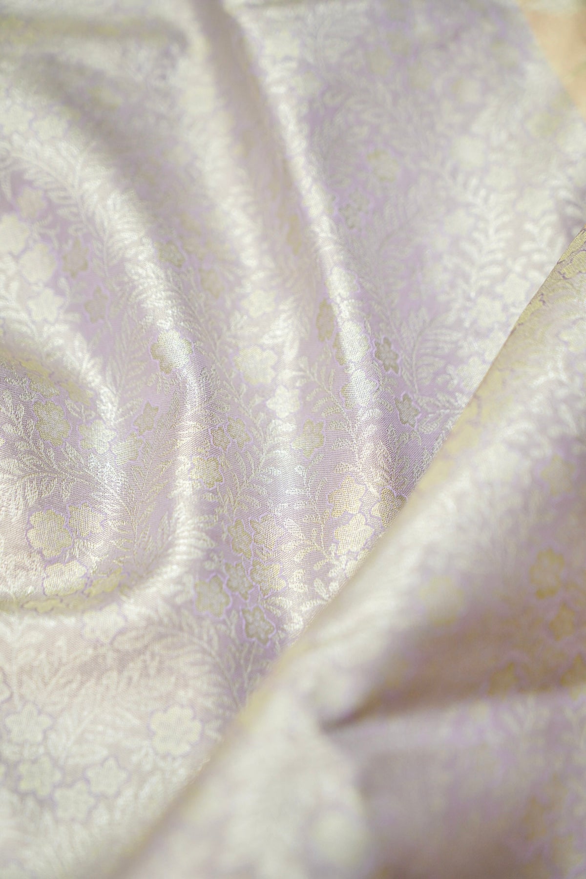 Devyani - Ivory Kanchi Pattu Silk Saree with Light Gold Korvai Border