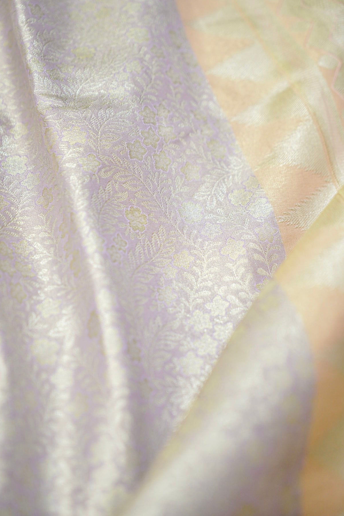 Devyani - Ivory Kanchi Pattu Silk Saree with Light Gold Korvai Border