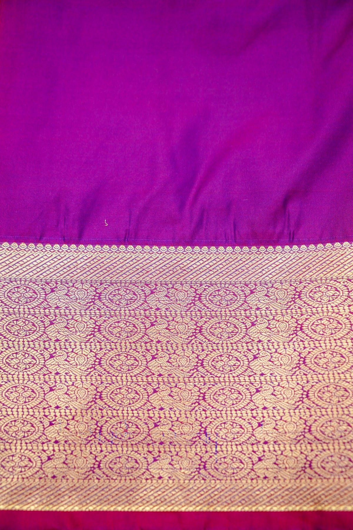 Devyani - Violet Vintage Style Kanjivaram Silk Saree with Magenta Pink Korvai Border