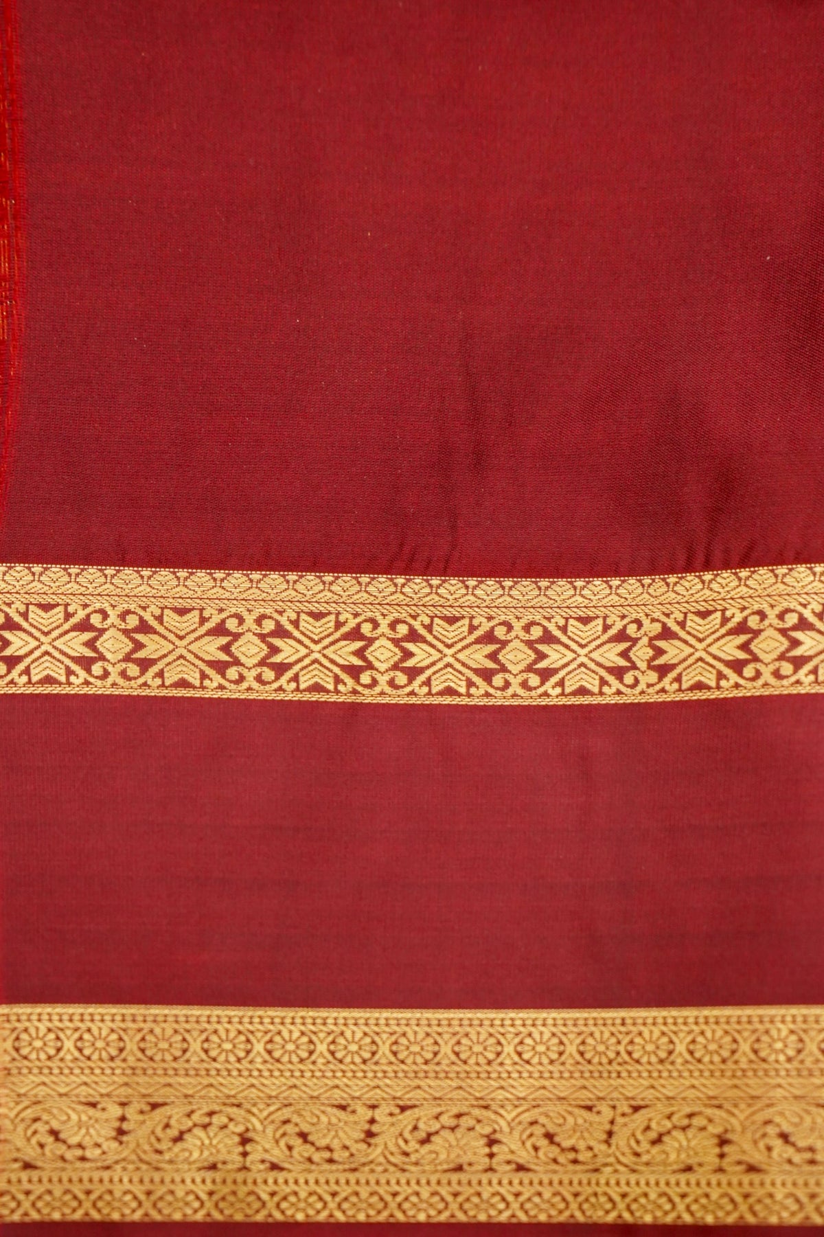 Devyani - Rust Orange Kanjivaram Silk Saree with Burgundy Korvai Border