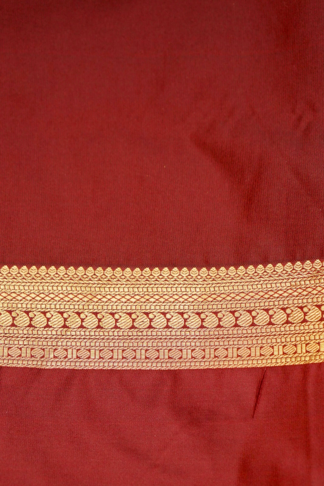 Devyani - Ruby Red Kanjivaram Silk Saree with Maroon Korvai Border