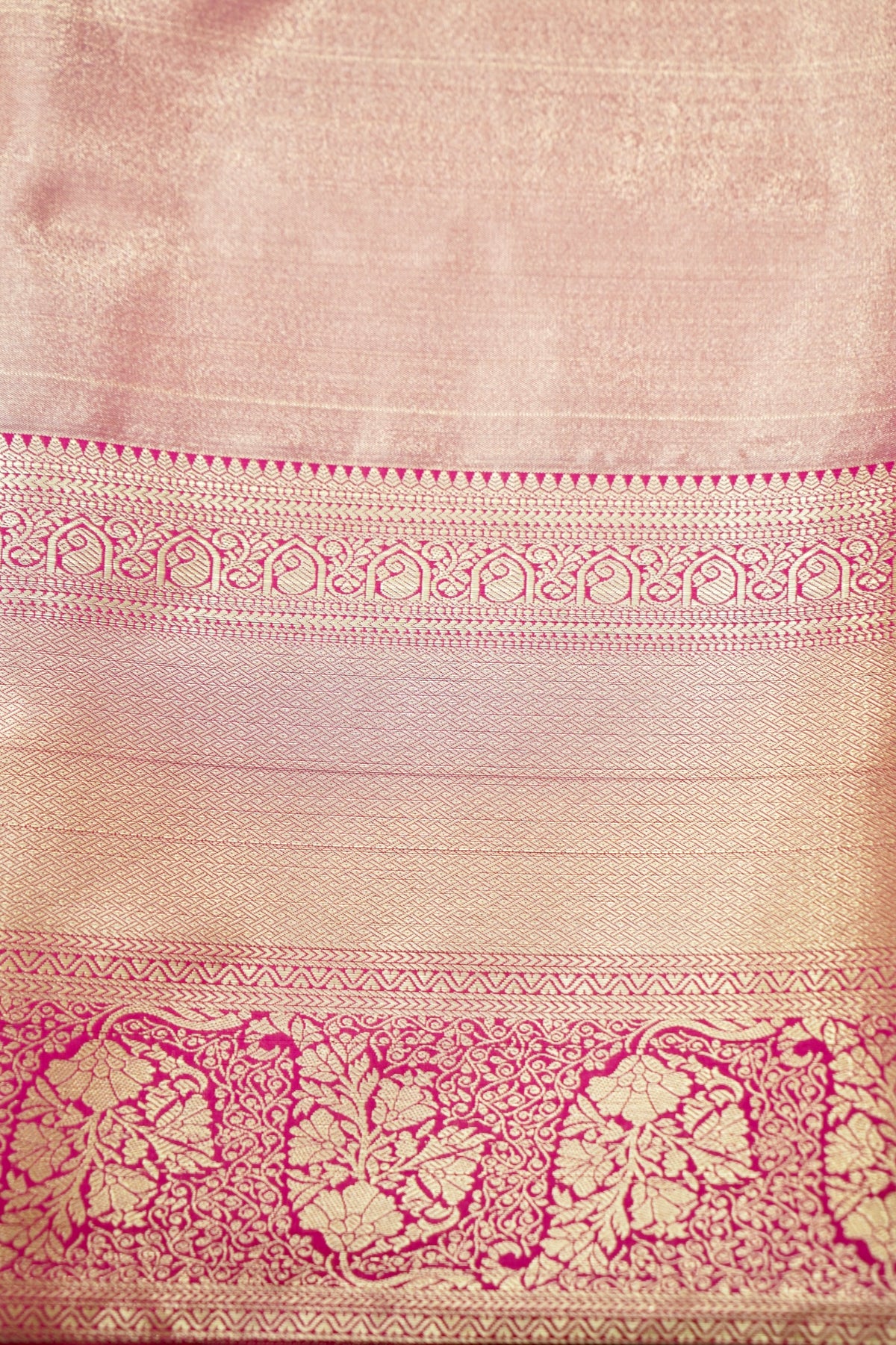 Devyani - Aqua Blue Kanchi Pattu Silk Saree with Rani Pink Korvai Border