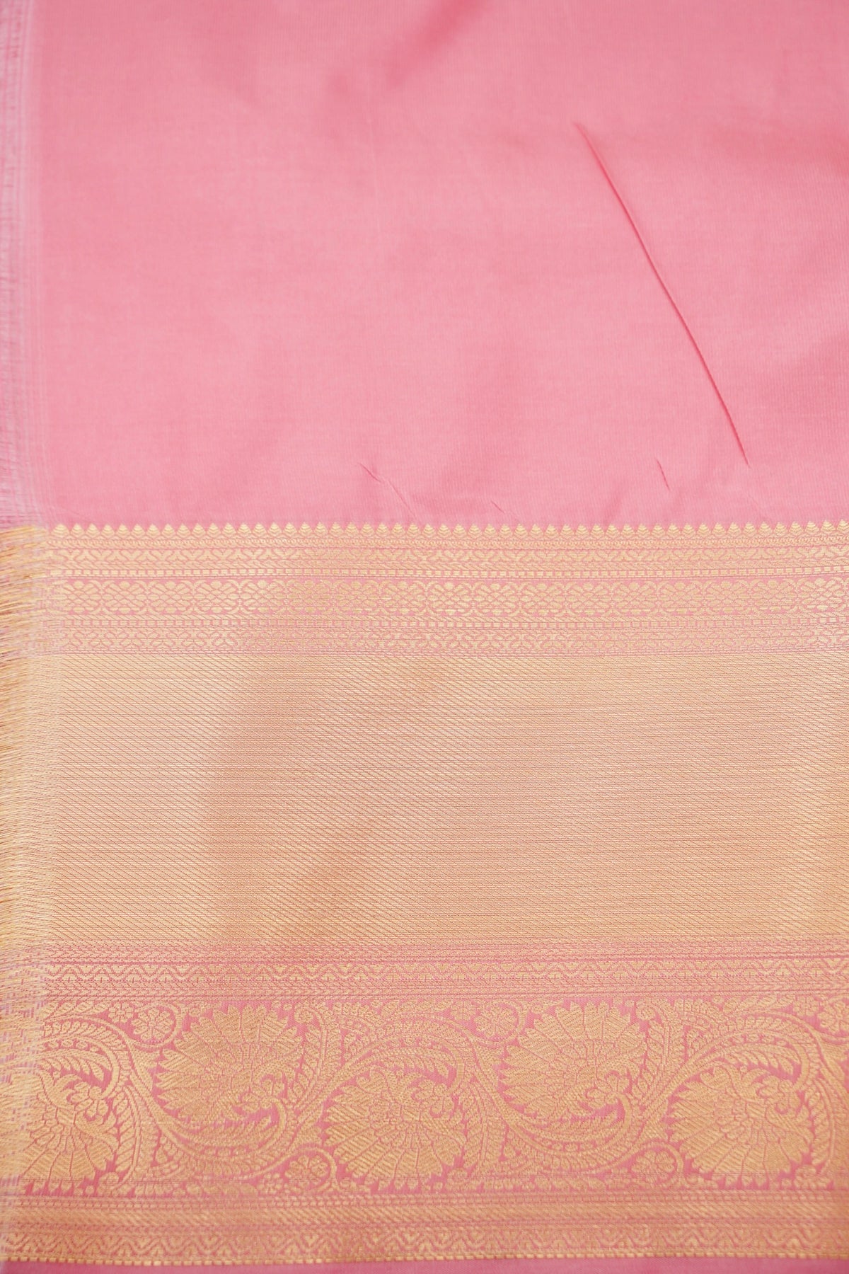 Devyani - Baby Pink Kanchi Pattu Silk Saree with Peach Border