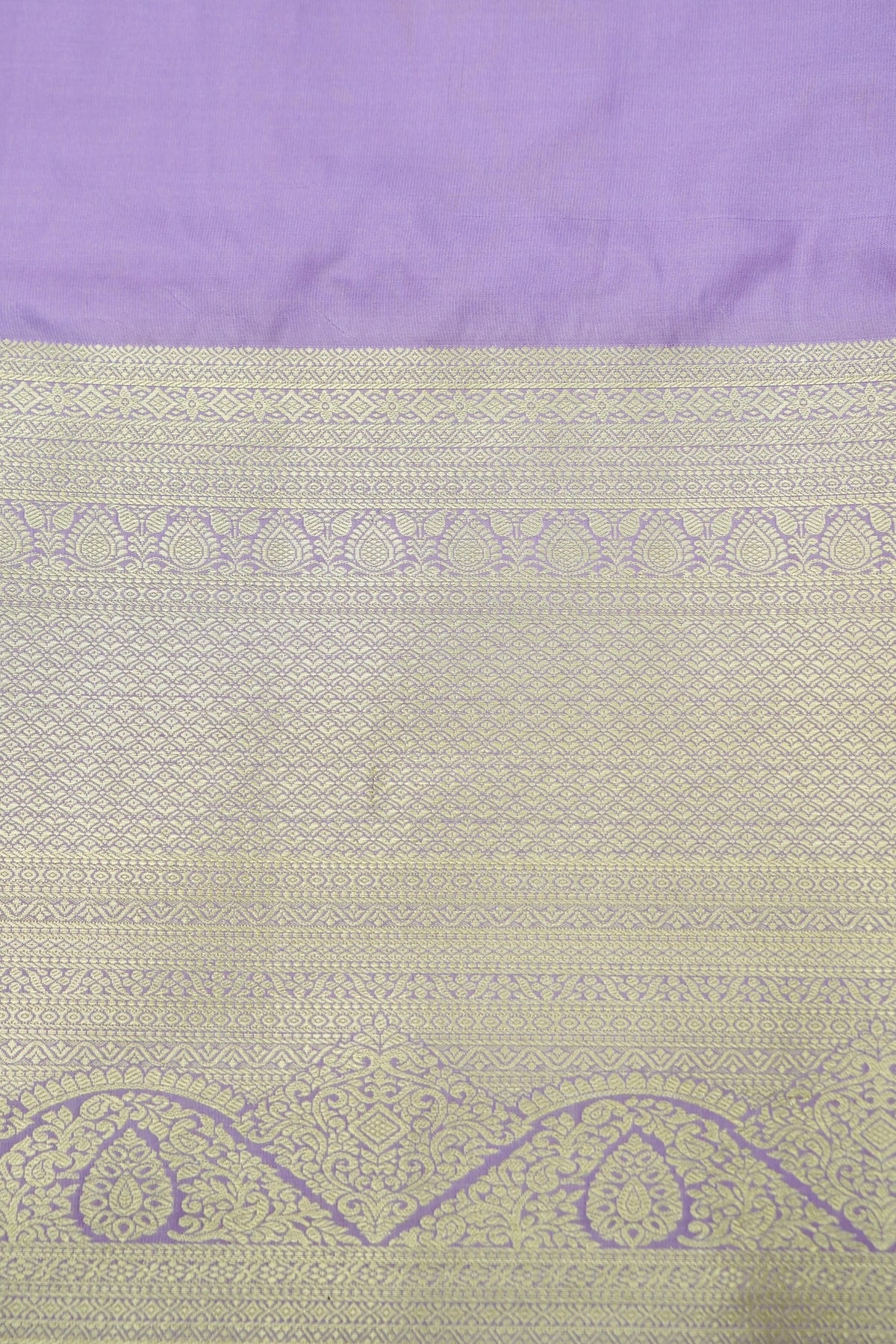 Devyani - Lavender Kanchi Pattu Silk Saree with Champagne Border