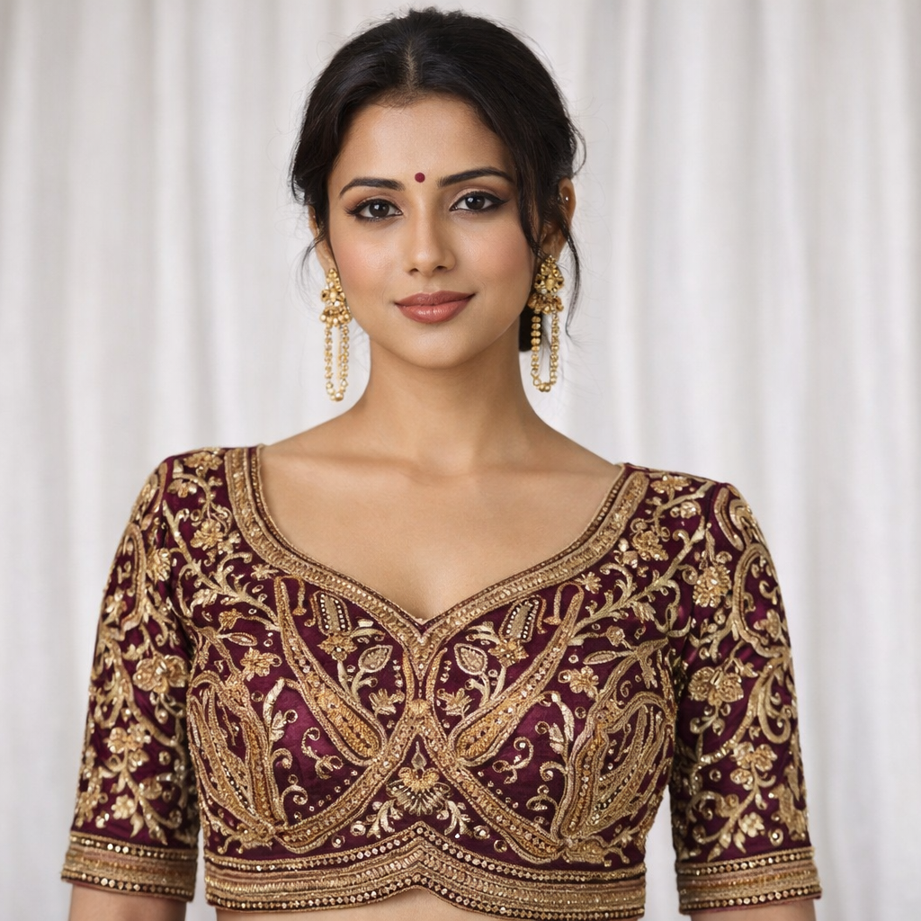 Readymade Bridal Blouse – Wine