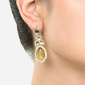 Champagne Floral Pearl Drop Earrings