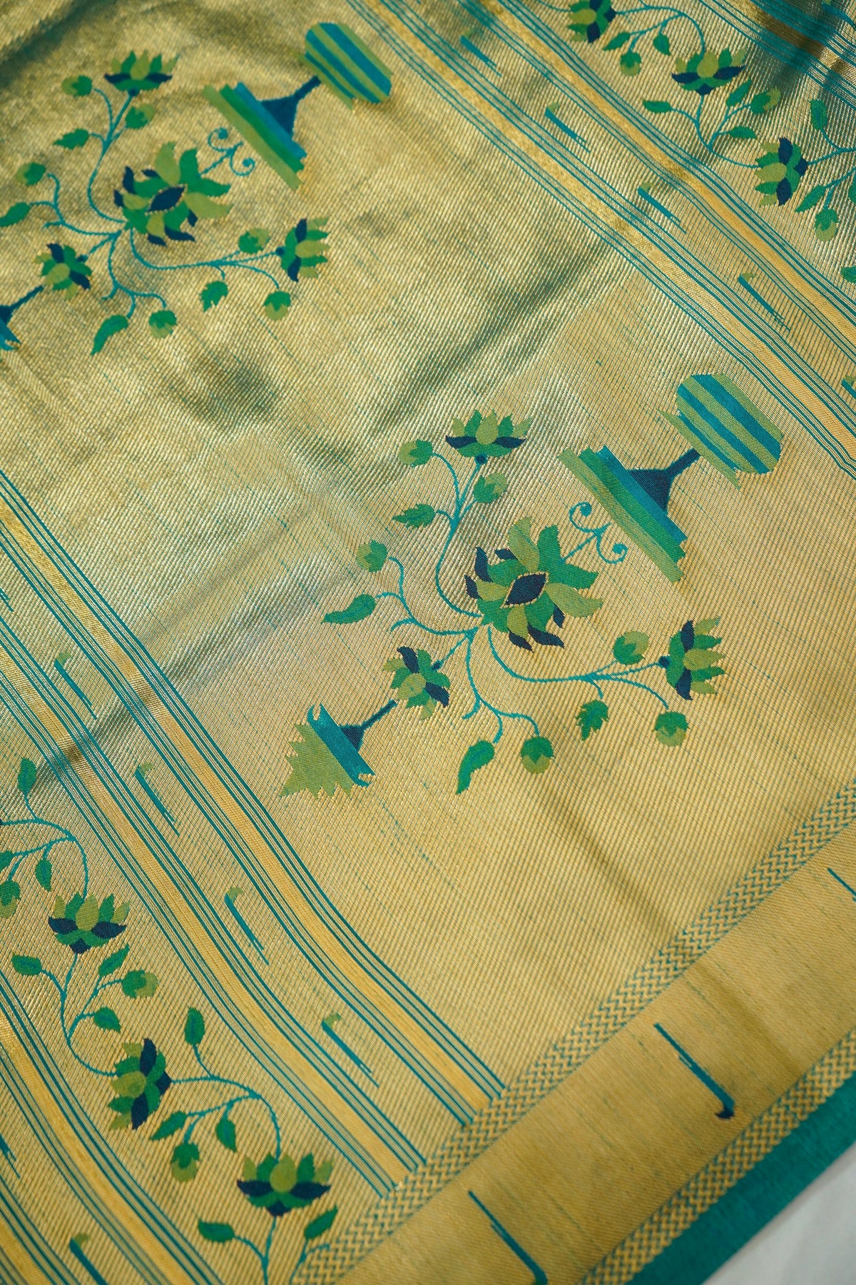 Purple Dupion Silk Patola Saree with Contrast Blue Border