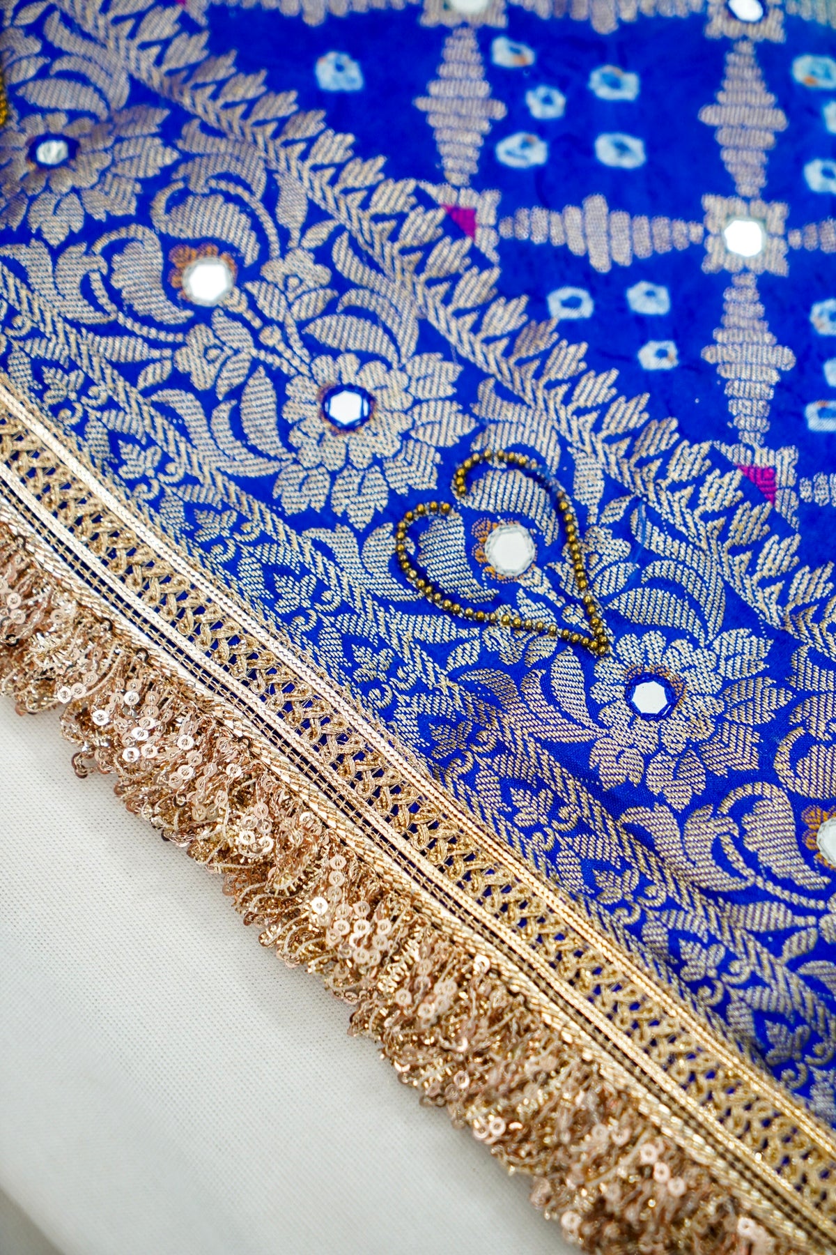 Dual Shade - Sky Blue and Royal Blue Bandhani Dupion Silk Saree