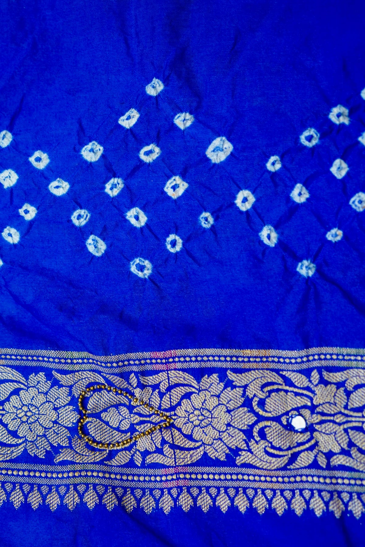 Dual Shade - Sky Blue and Royal Blue Bandhani Dupion Silk Saree