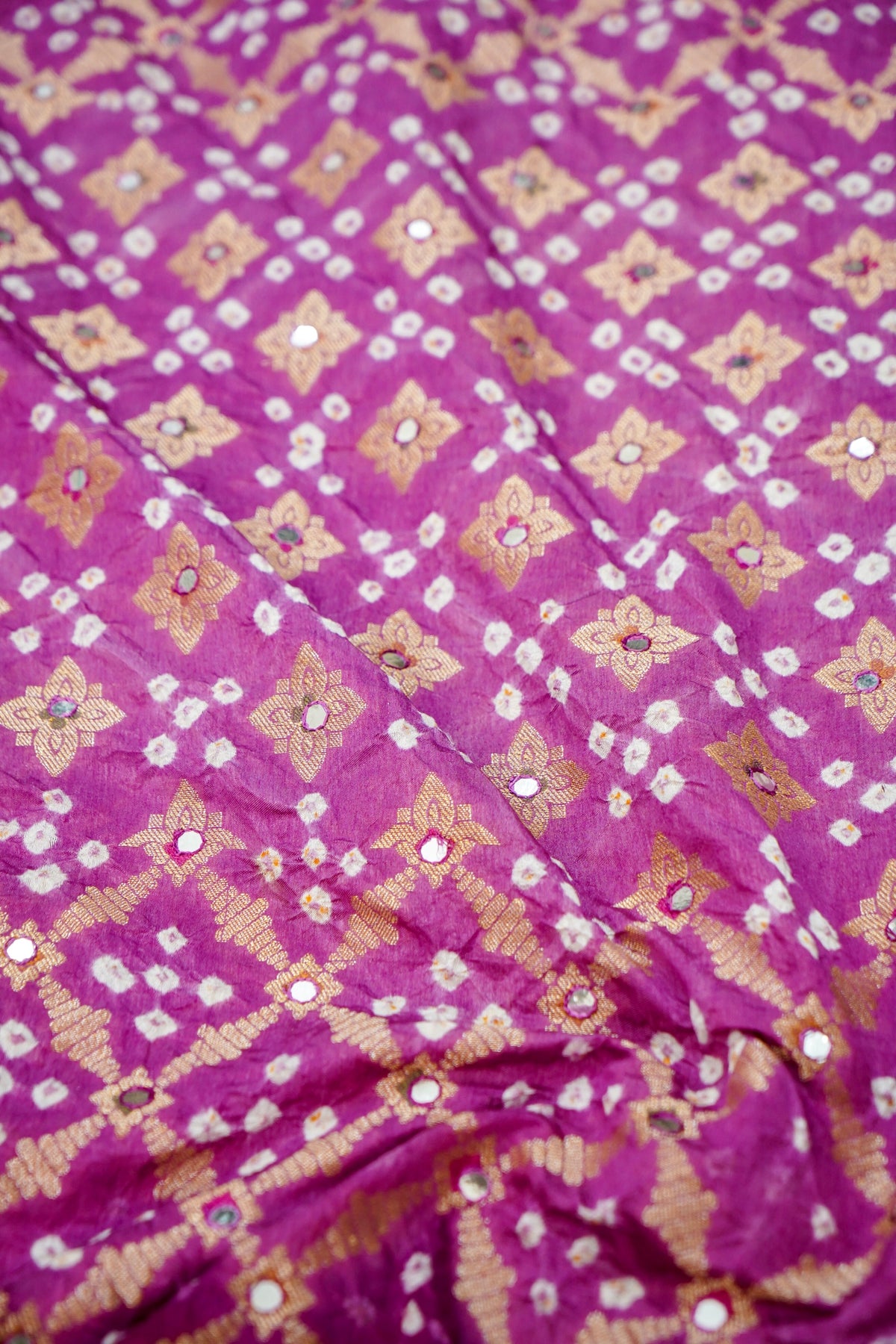 Dual Shade - Pink and Wine Bandhani Dupion Silk Saree
