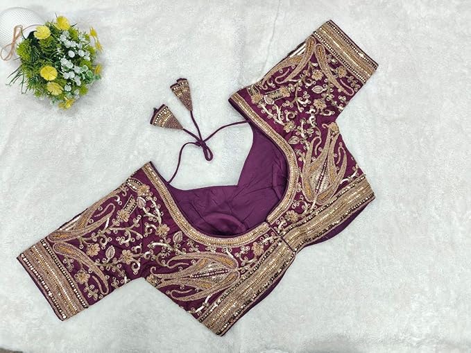 Women's Readymade Bridal Blouse (Wine)