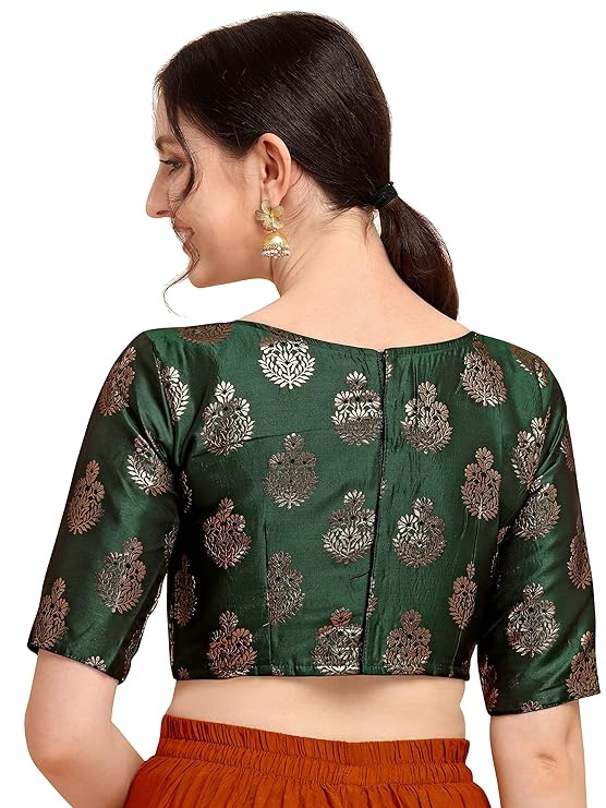Womens Jacquard Boat Neck Blouse Emerald Green