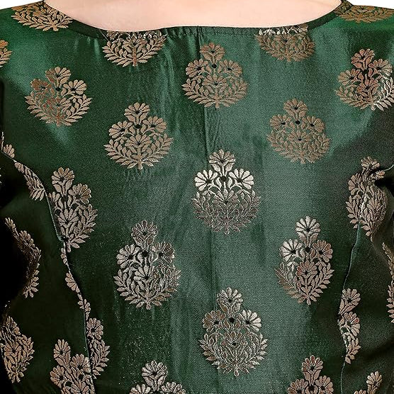 Emerald Green Jacquard Boat Neck Blouse