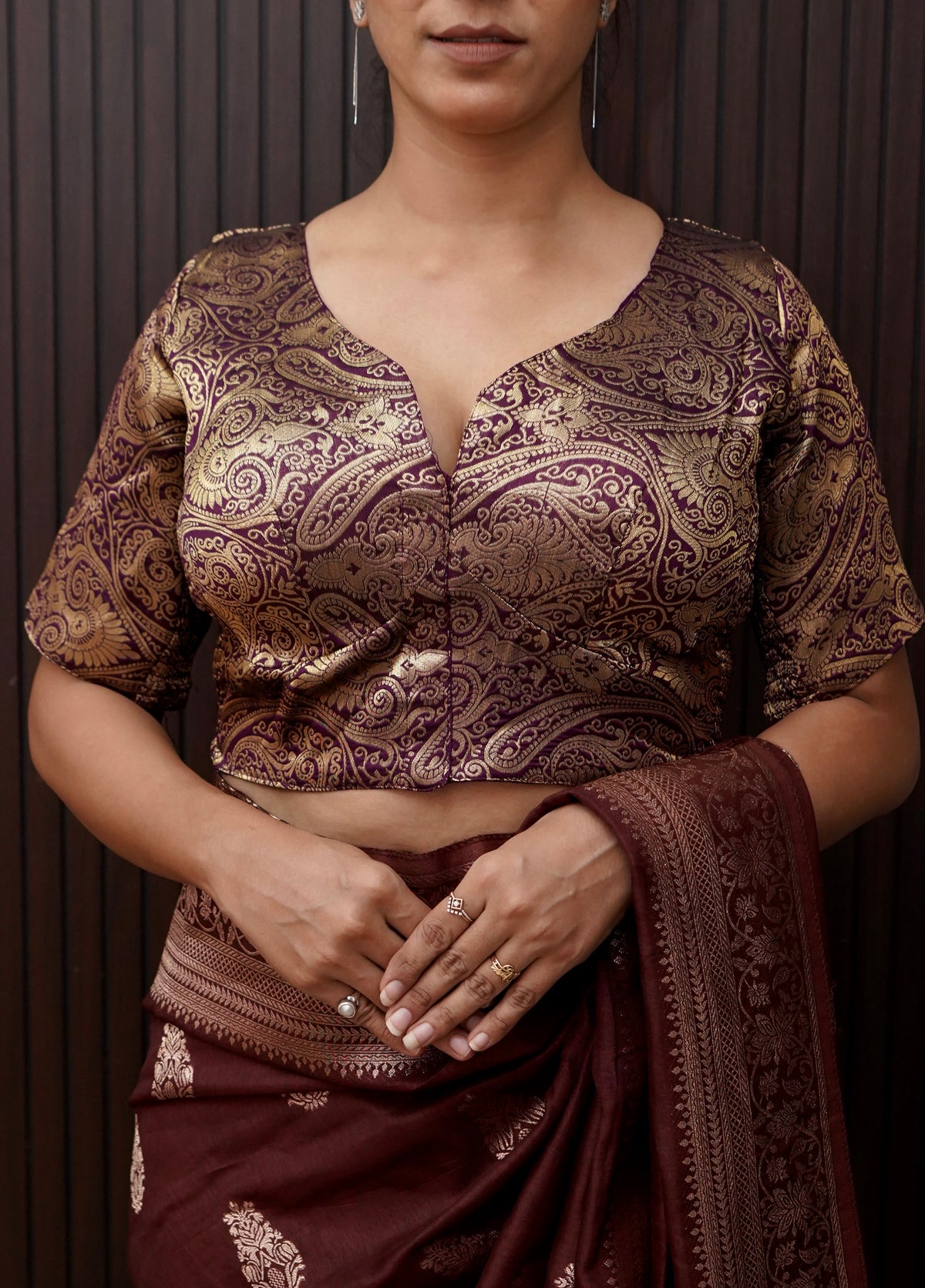 Deep Purple Kairi Motif Stretchable Blouse