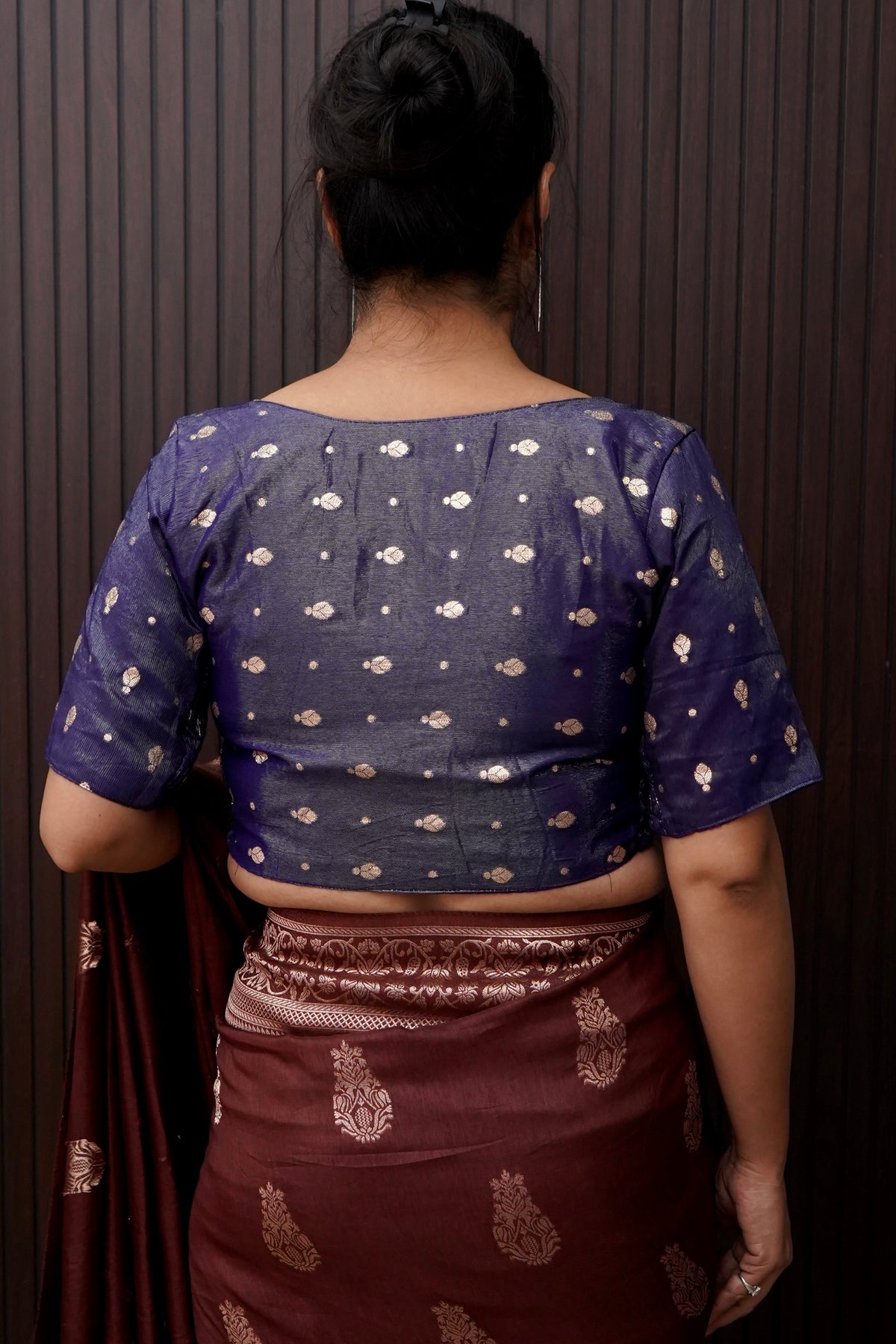 Royal Blue Stretchable Blouse with Spade Weave