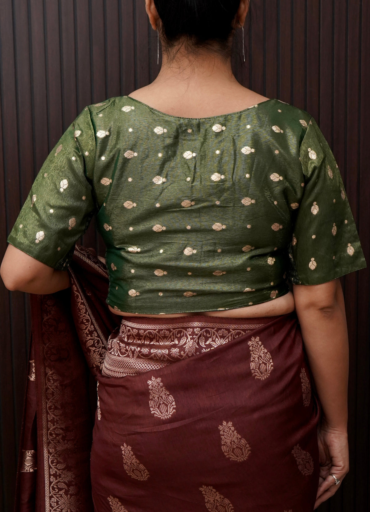 Emerald Green Stretchable Blouse with Spade Weave