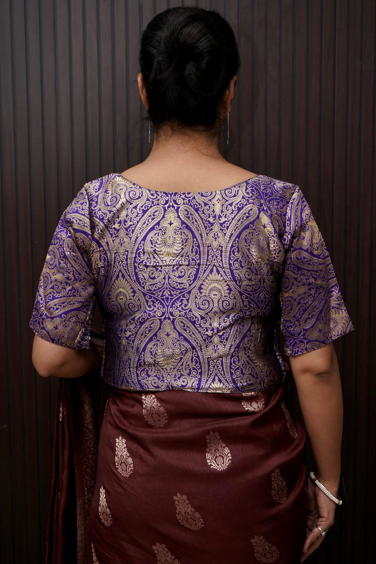 Royal Blue Kairi Motif Stretchable Blouse