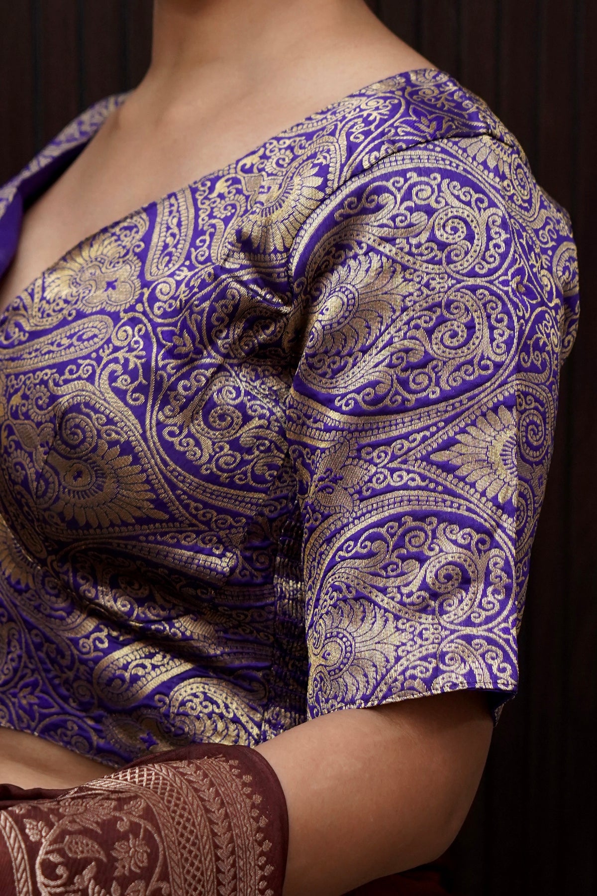Royal Blue Kairi Motif Stretchable Blouse