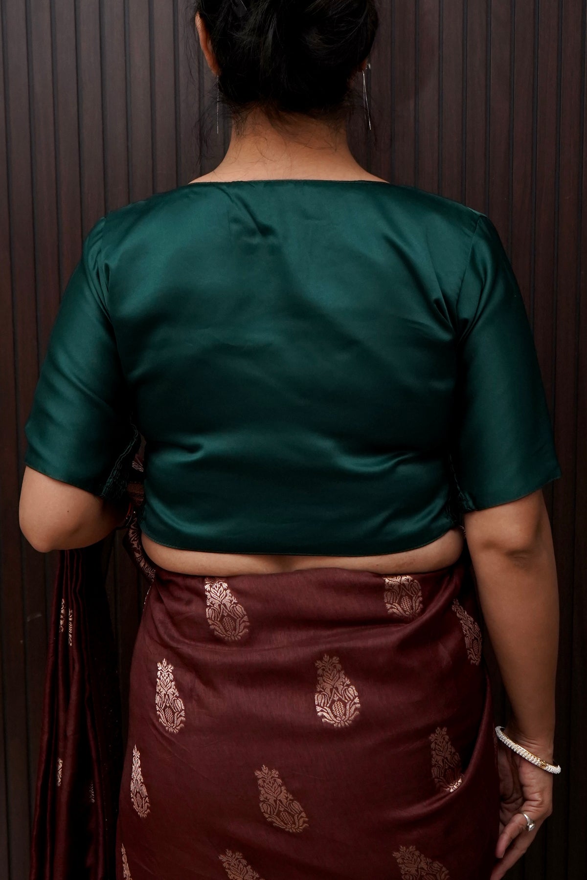 Soft V-Neck Stretchable Blouse in Deep Teal