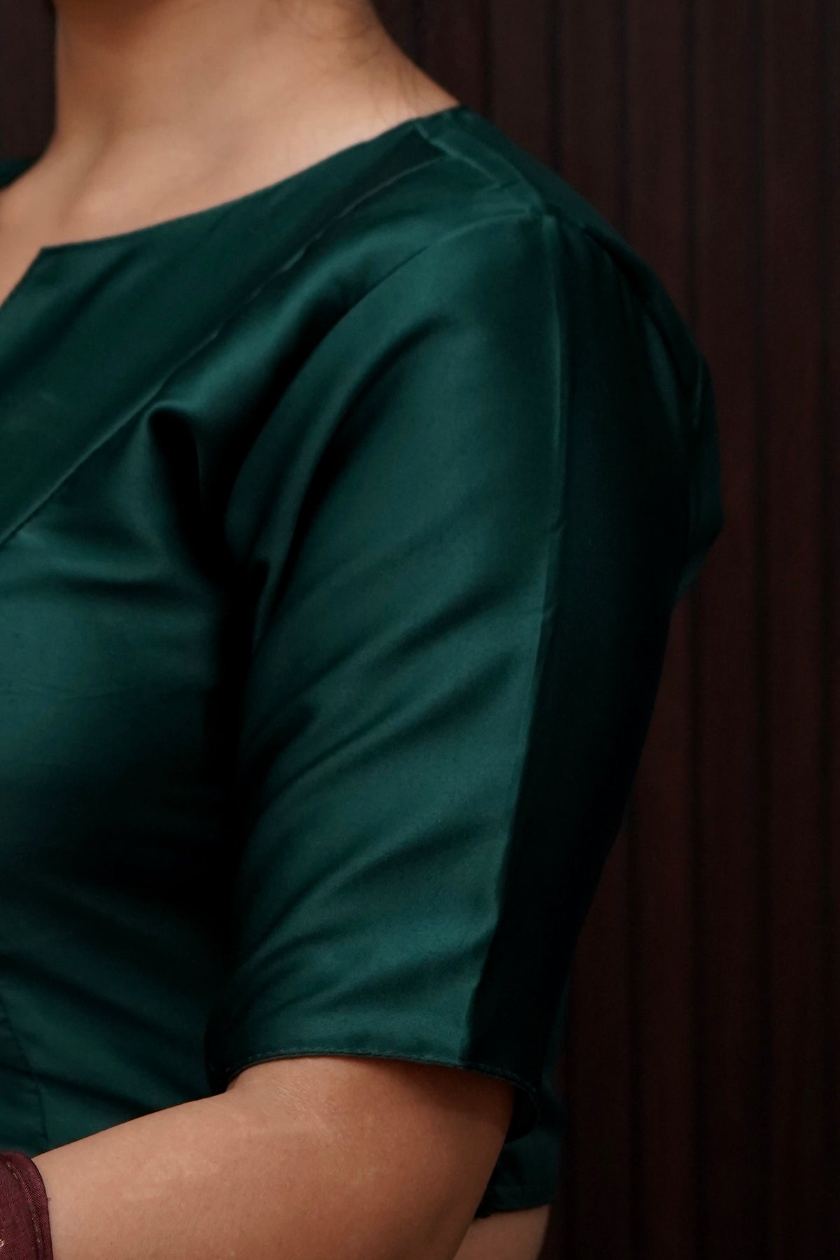Soft V-Neck Stretchable Blouse in Deep Teal