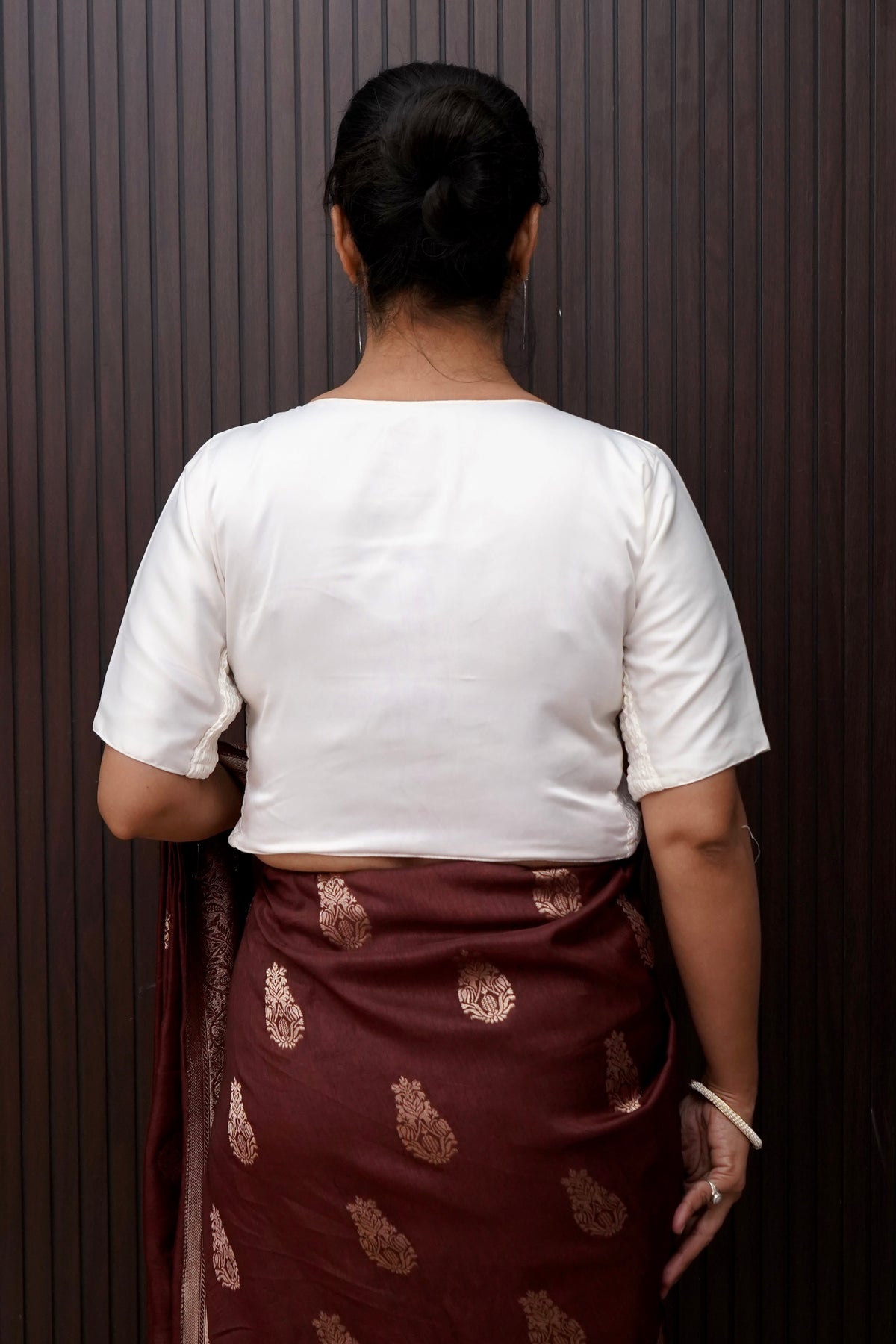 Soft V-Neck Stretchable Blouse in White