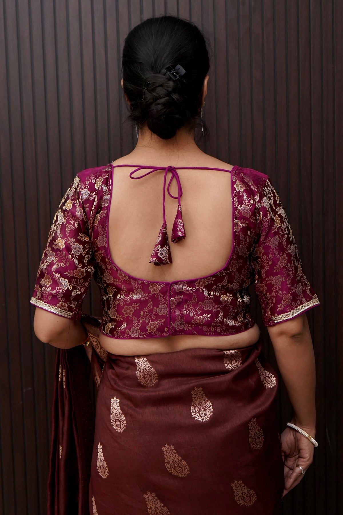 Plum Floral Stretchable Blouse